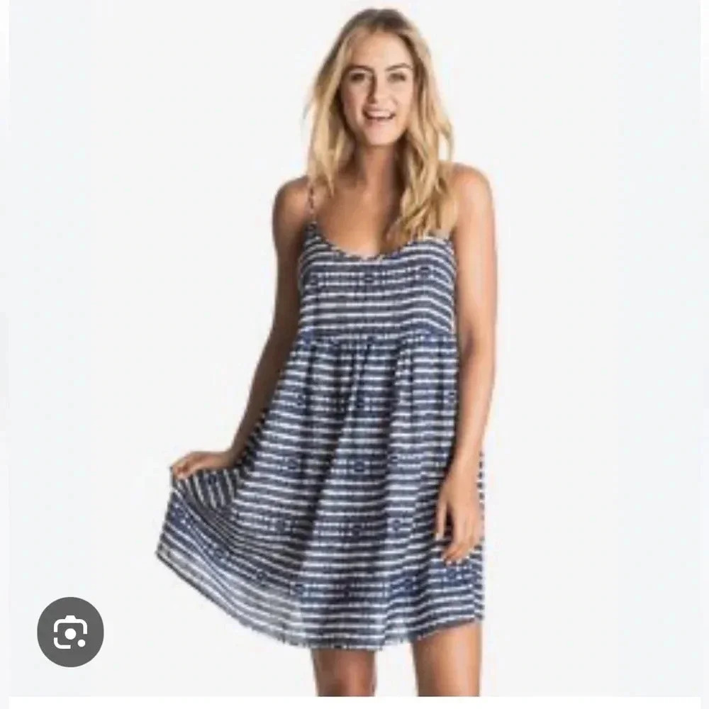 Roxy Navy and White Patterned Mini Dress